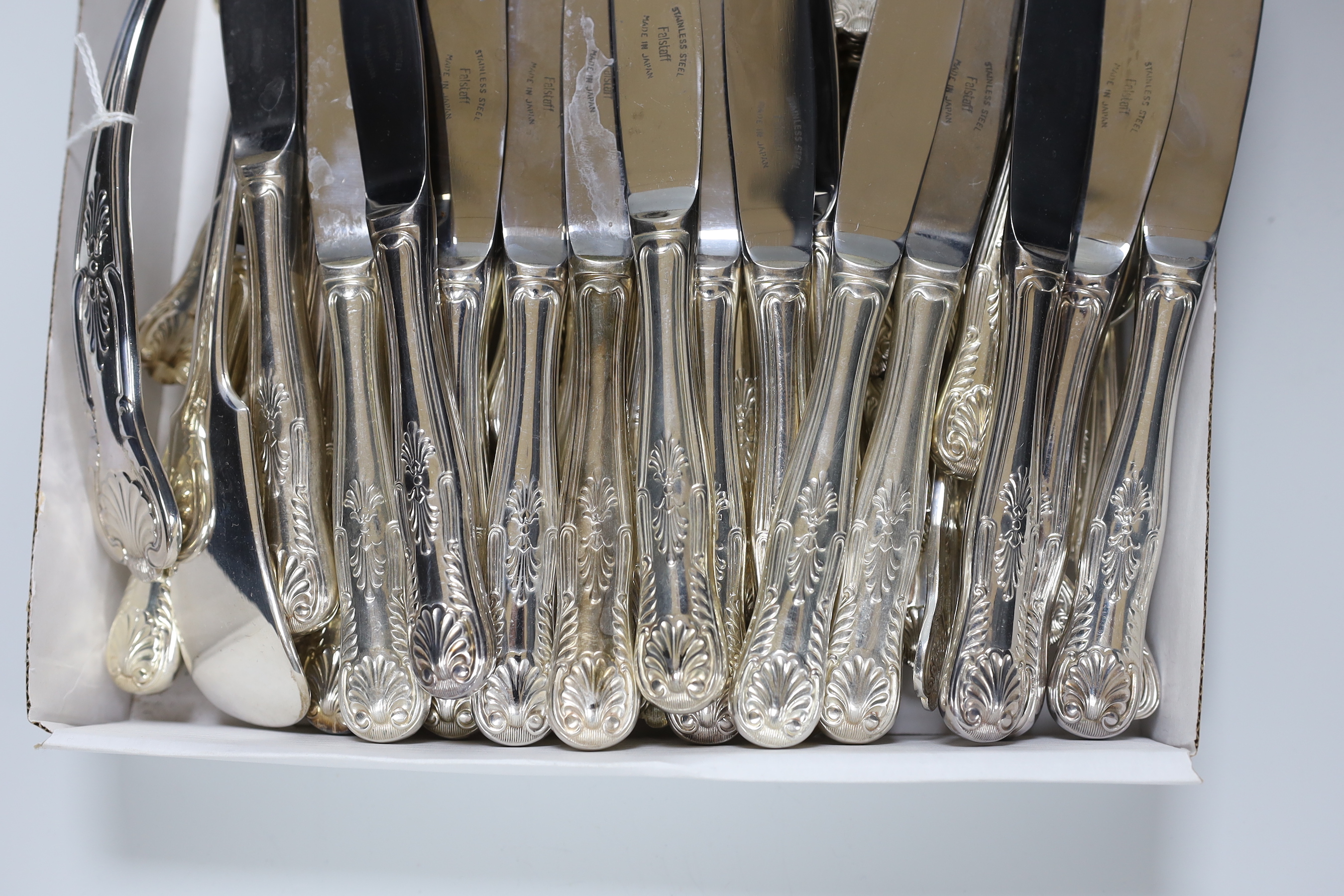 A silver plated cutlery set